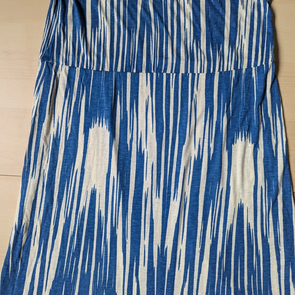 Velvet by Graham & Spencer High Low Sleeveless Blue and White‎ Dress Made In USA - Picture 5 of 12